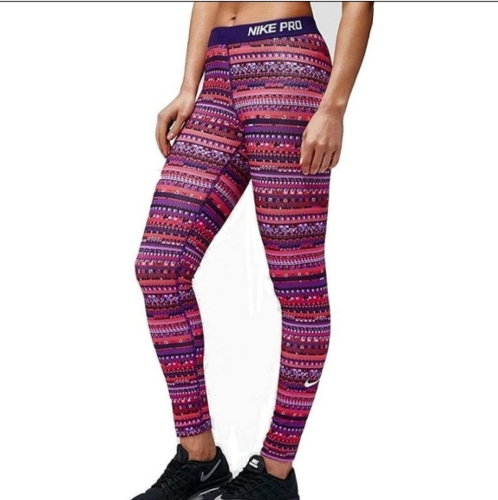 Nike Pro Hyperwarm Multicolor Patterned Leggings … - image 2